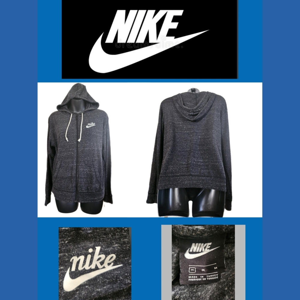 VINTAGE NIKE WOMENS FLECKED FULL ZIPPED HOODIE SIZE M